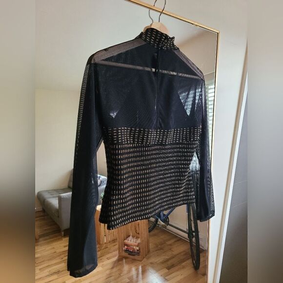 The Xena Vintage 60s Mesh Gold and Summer Goth Black Blouse XS-S - Picture 11 of 12